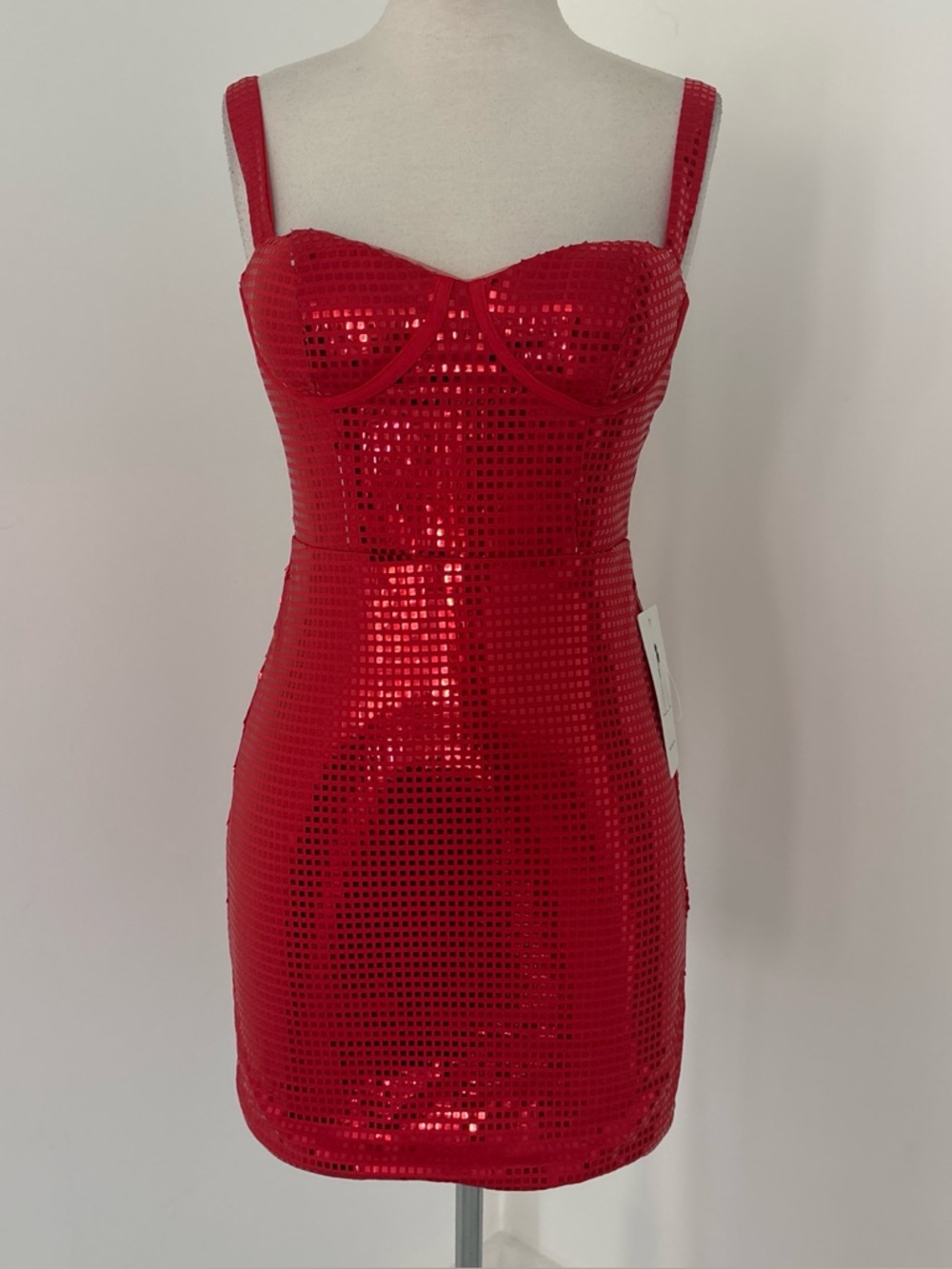 Red Sequin Bustier Mini Dress - Women #218